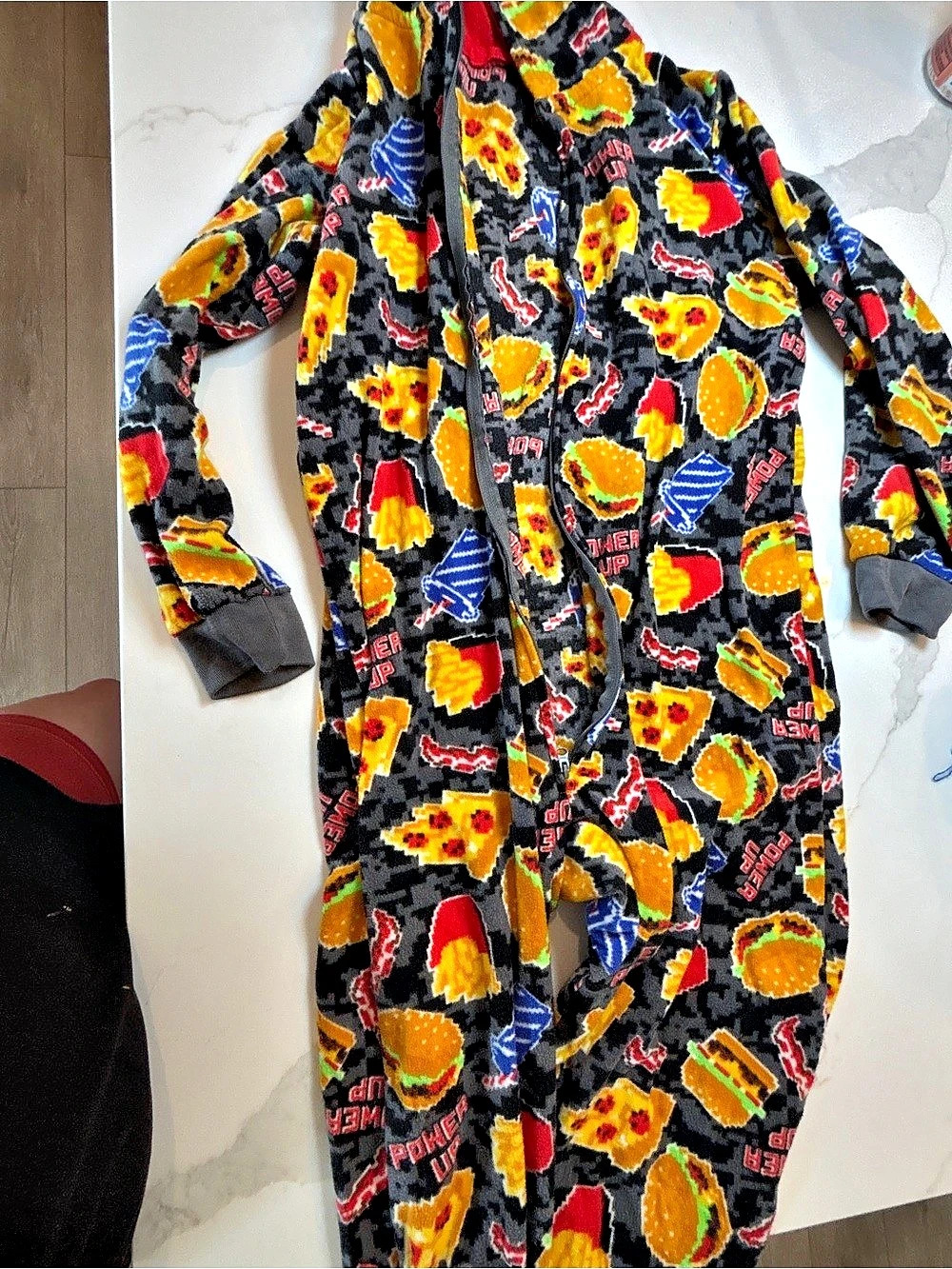 The Children's Place Boys Fast Food Fleece One Piece Pajamas Black & Red